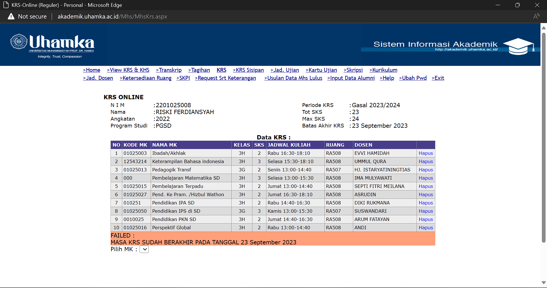 Jadwal Kuliah