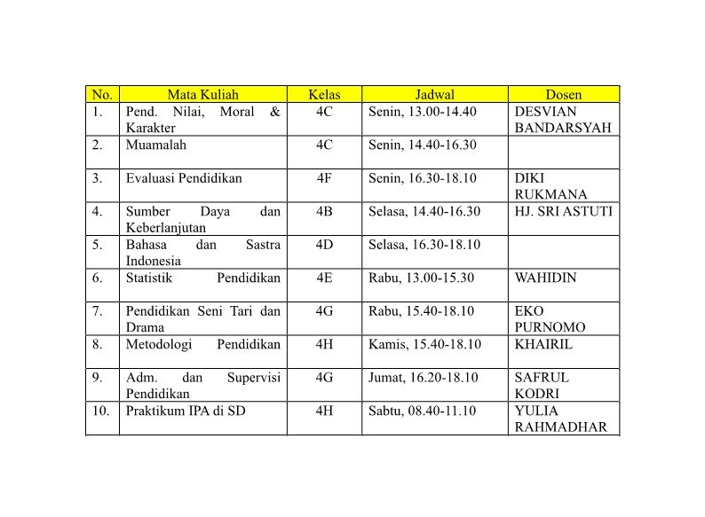 Jadwal Kuliah